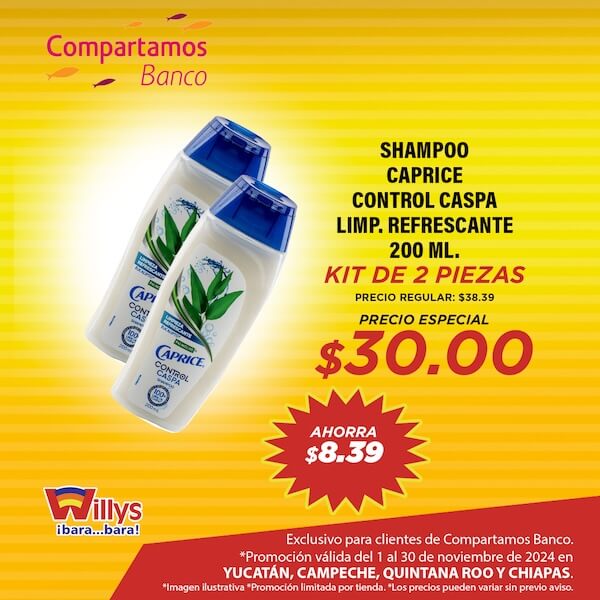 SHAMPOO CAPRICE CONTROL CASPA LIMP. REFRESCANTE 200 ML